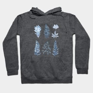 blue leaves collection watercolor Hoodie